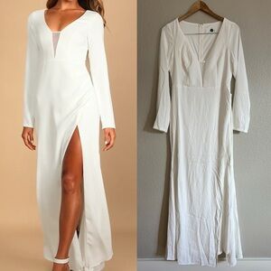 DAMAGED Romance for the Ages White Long Sleeve Maxi Dress